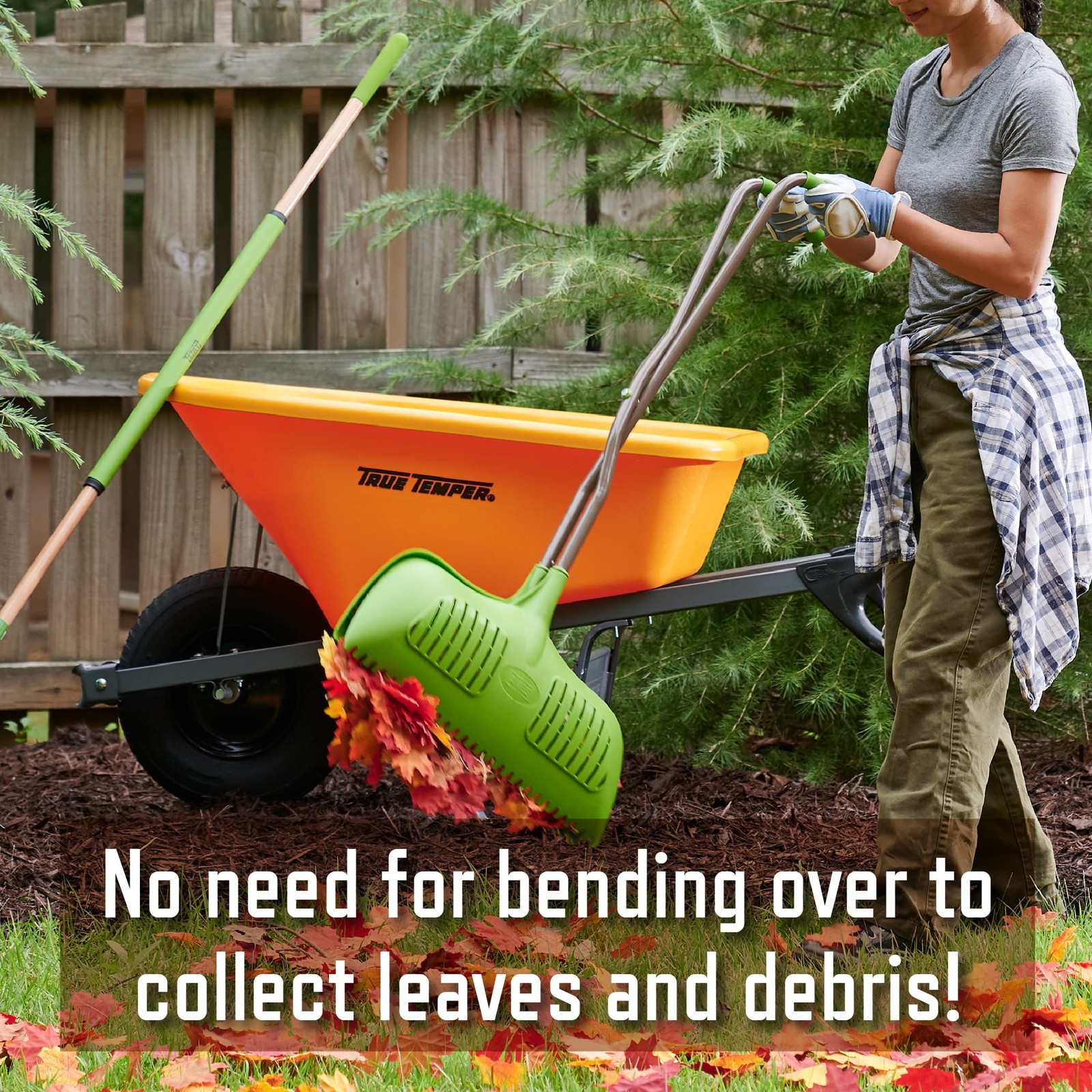 AMES Leaf Grabber Rake with Long Handle & Cushioned Grip for Leaves, Lawn Cli...