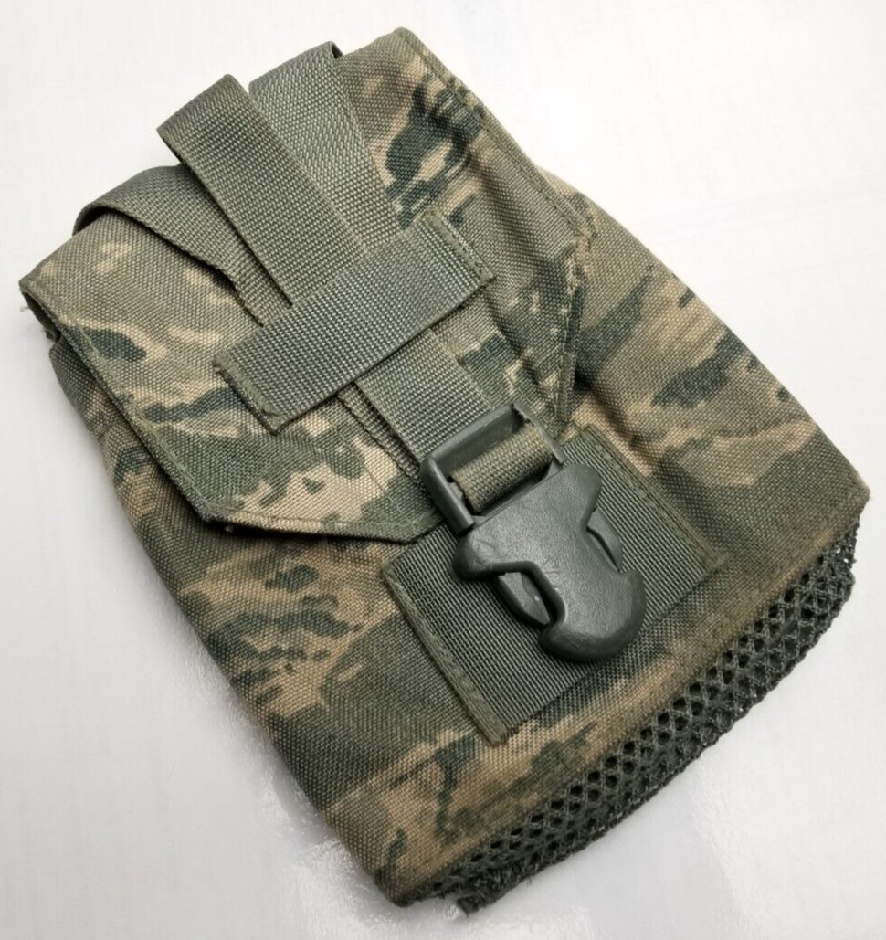 ABU USAF Tiger Stripe General Purpose Canteen Pouch MOLLE MESH BOTTOM VGC