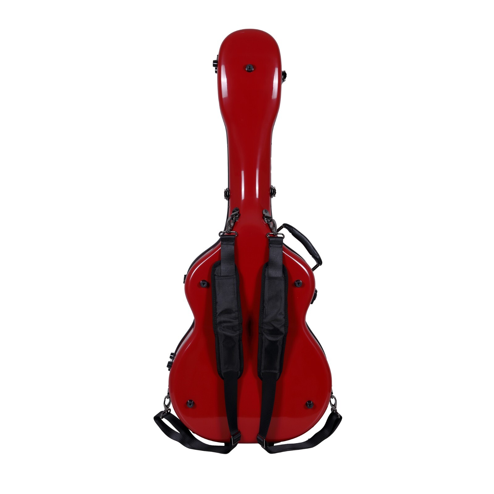 Crossrock Deluxe Fiberglass Case for Martin 14 Frets OM/000 Guitar-TSA Latch Red