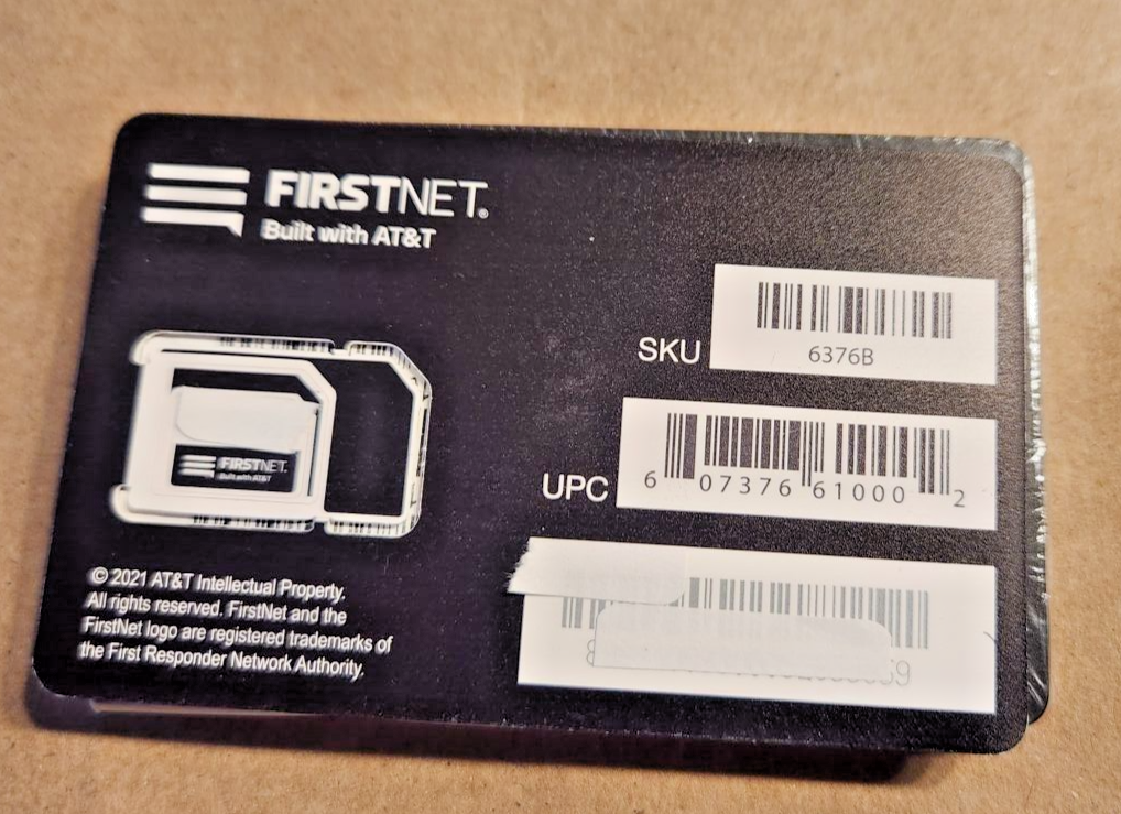 FIRSTNET TRIPLE-CUT SIM CARD for AT&T FIRSTNET ONLY