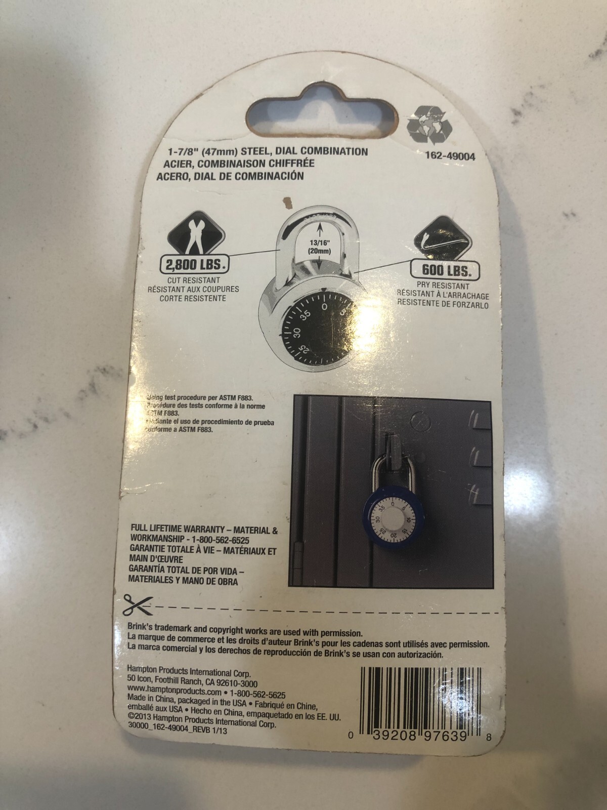 Brinks Standard Security Dial Padlock 162-49004