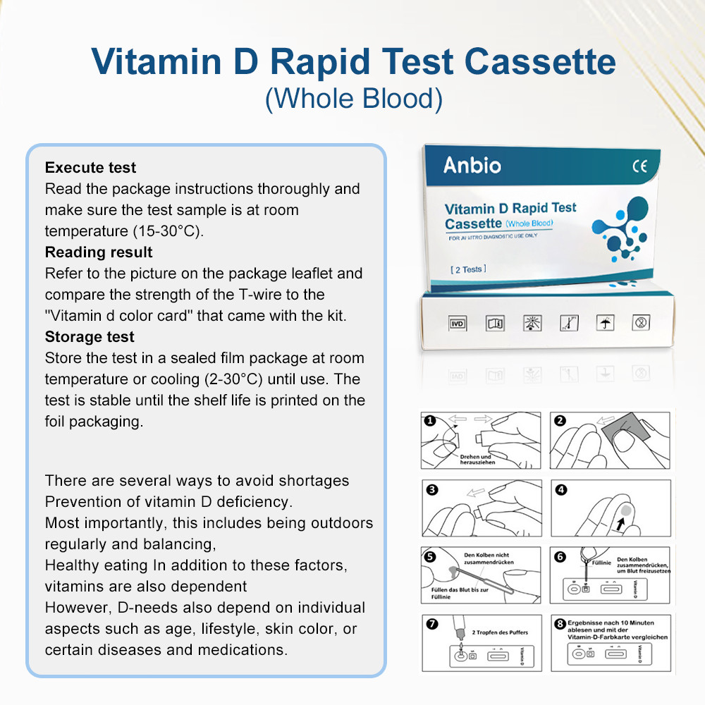 2Pcs*Vitamin D Test Kit Rapid Vitamin D Level Deficiency for Home Health Check