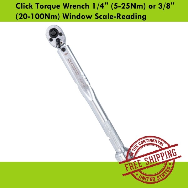 DLC Click Torque Wrench 1/4" (5-25Nm) or 3/8" (20-100Nm) Window Scale-Reading