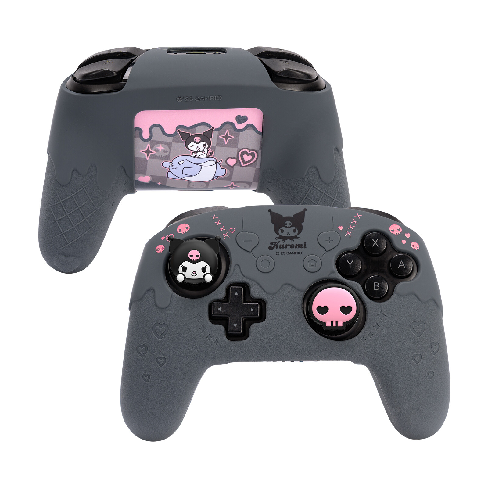 Cartoon Kuromi Case Cover for Switch Pro Controller Skin + Thumb Grip