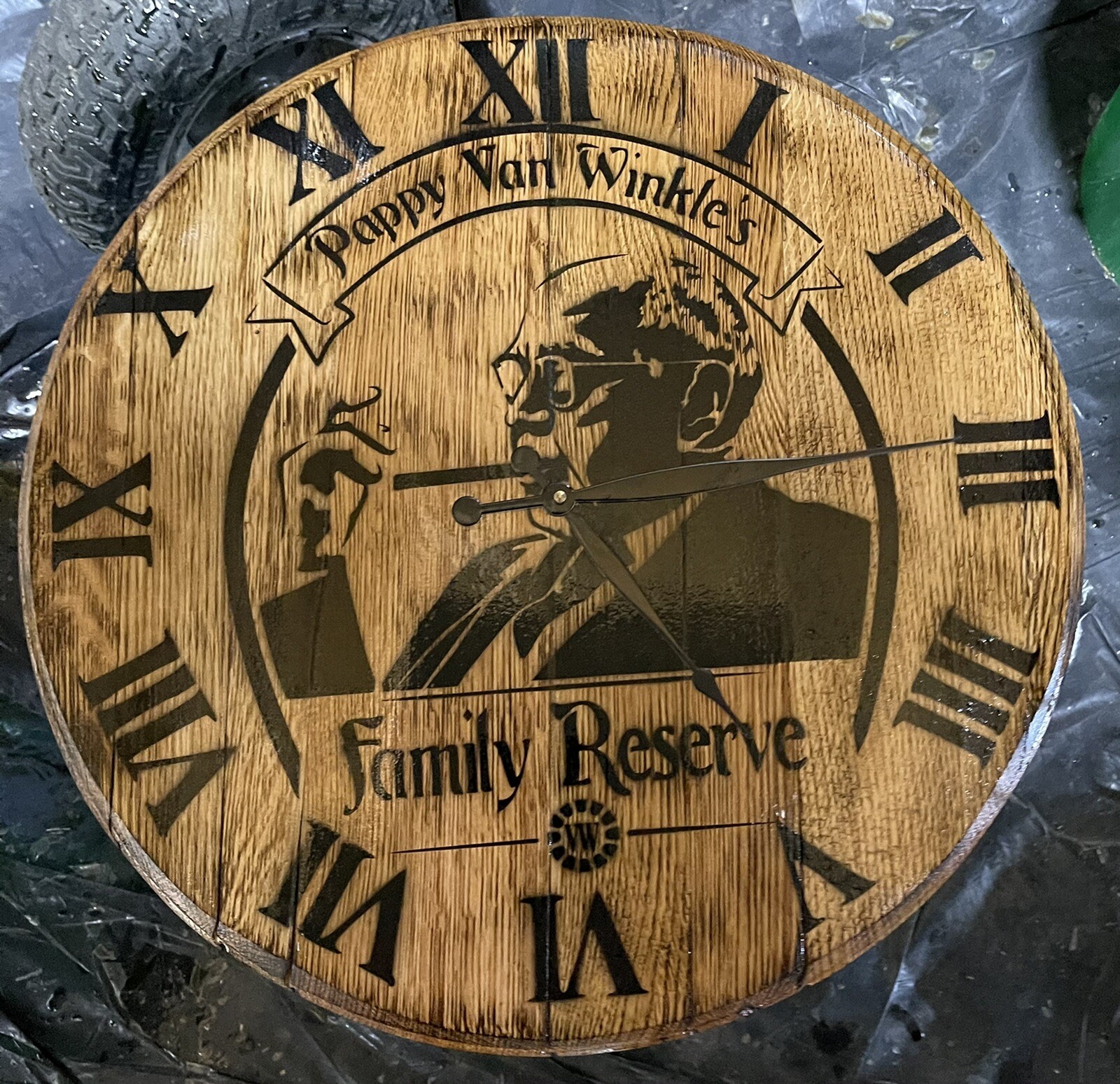 Buffalo Trace Distillery (Pappy Van Winkle) Bourbon Barrel Head (CLOCK) 22” Dia.