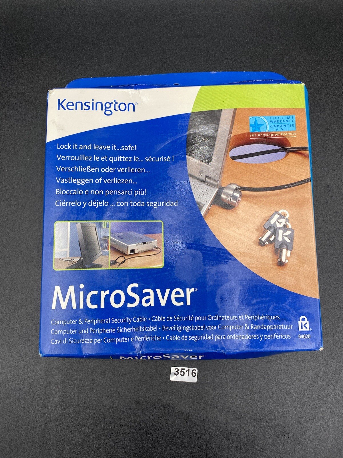 Kensington Lock MicroSaver Security Cable Key Locking Computer Peripheral 64020D