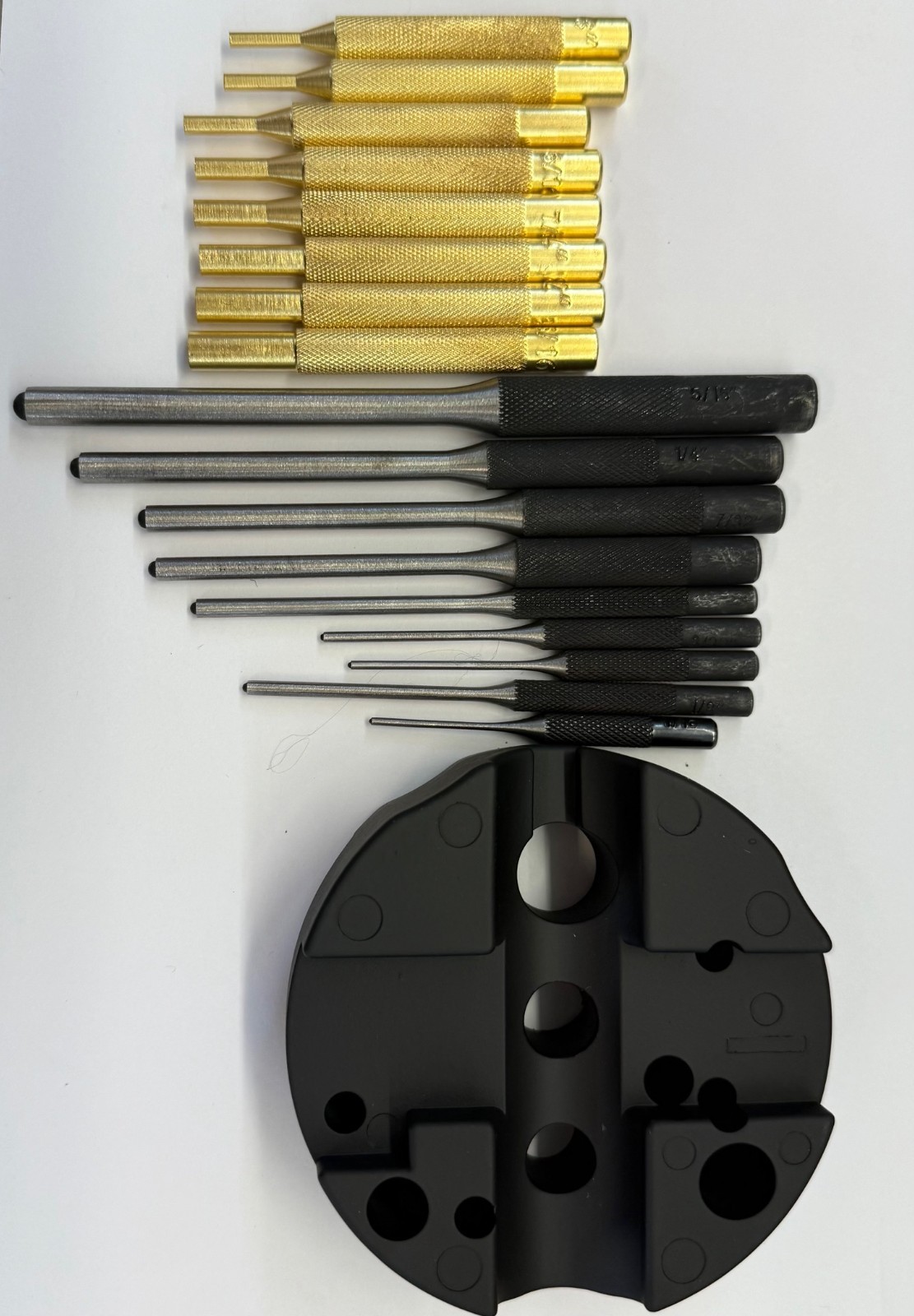Precision Gunsmithing Steel & Brass Pin Punch set W/Uni Bench Block