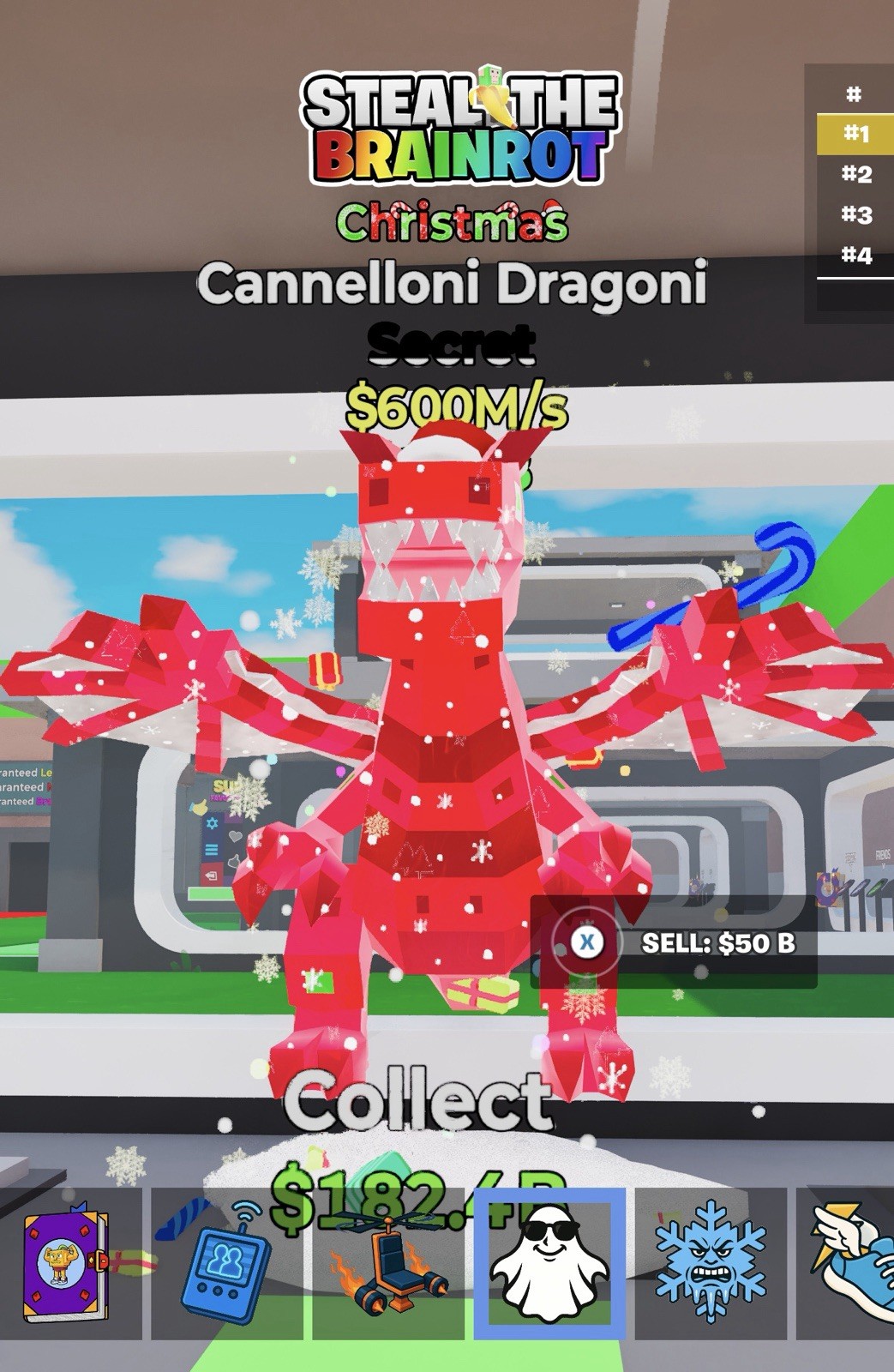 Steal The Brainrot Fortnite Christmas Secret Cannelloni Dragoni 600M/s