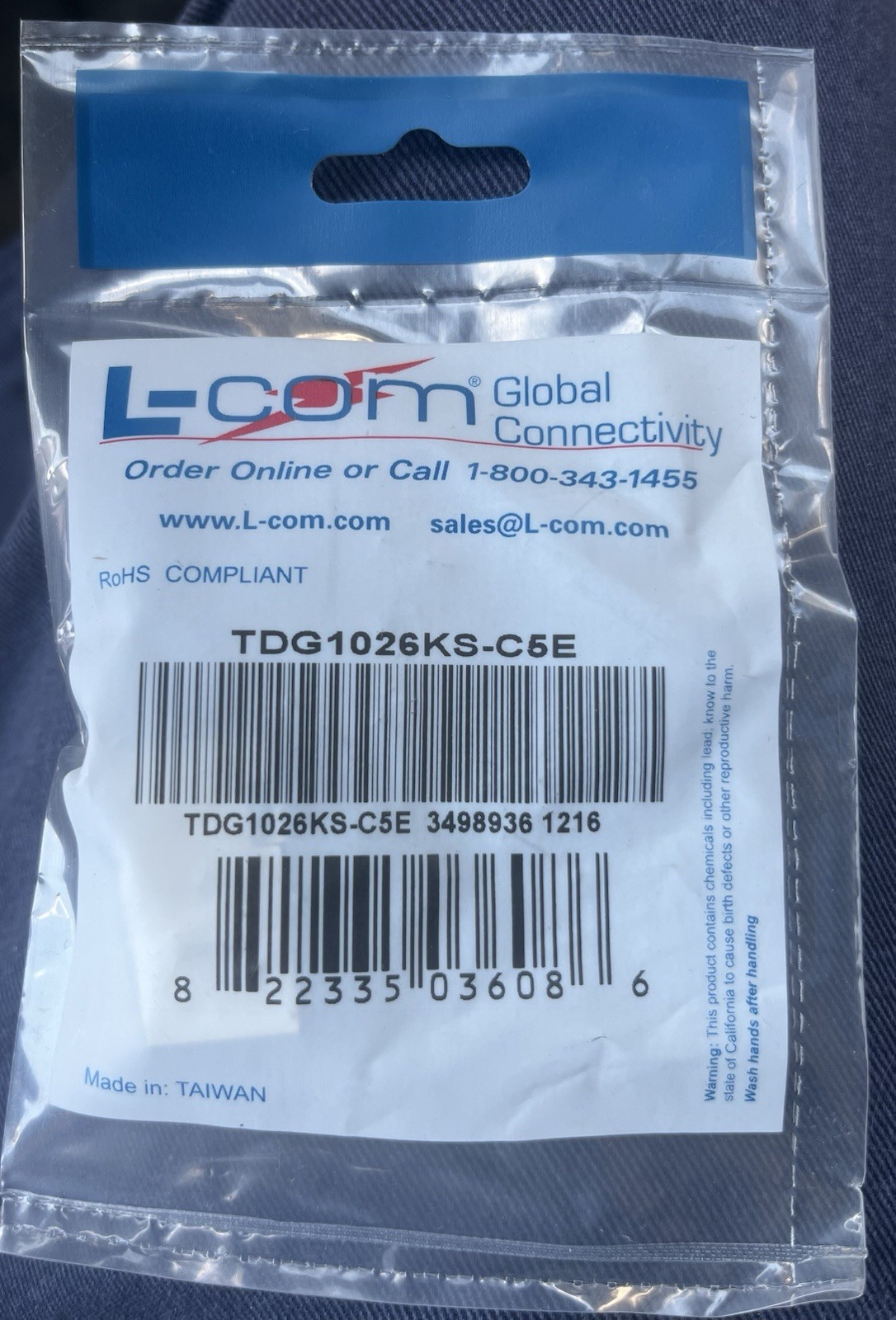 L-COM TDG1026KS-C5E,  IN LINE ADAPTER - New