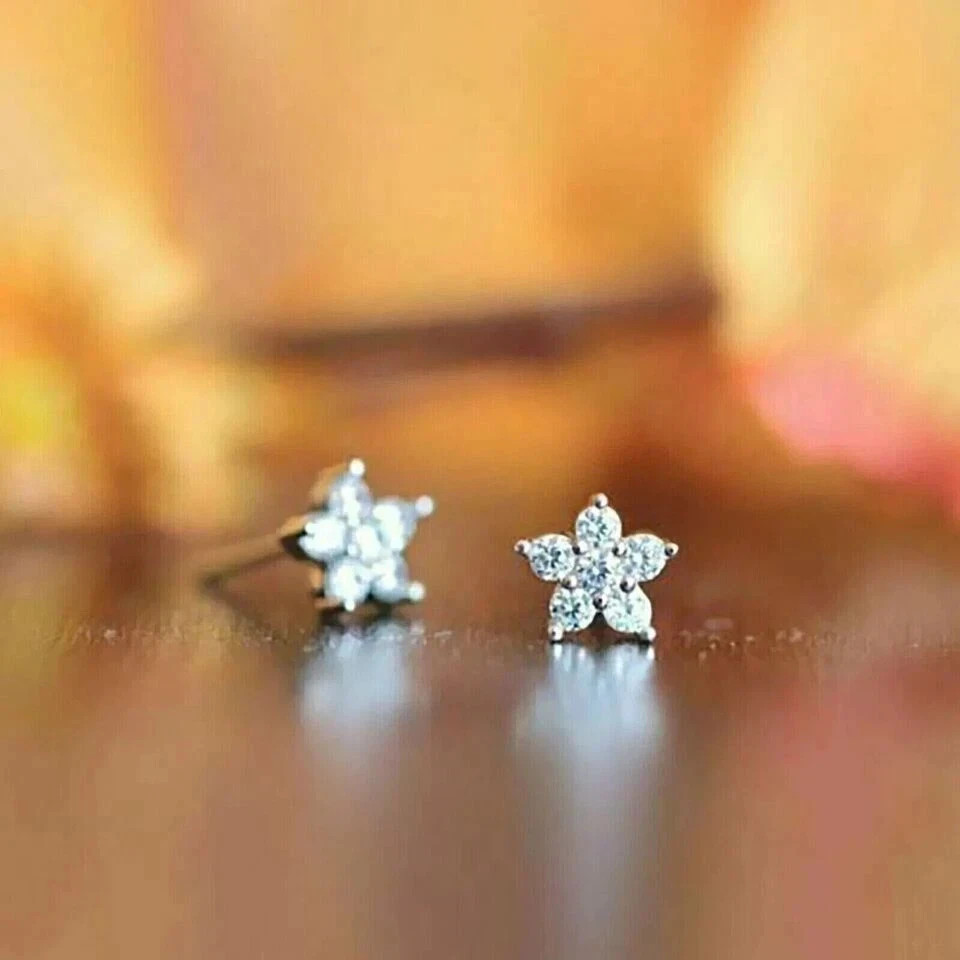 2 CT Round Cut White Moissanite Solitaire Stud Earrings 14k White Gold Plated
