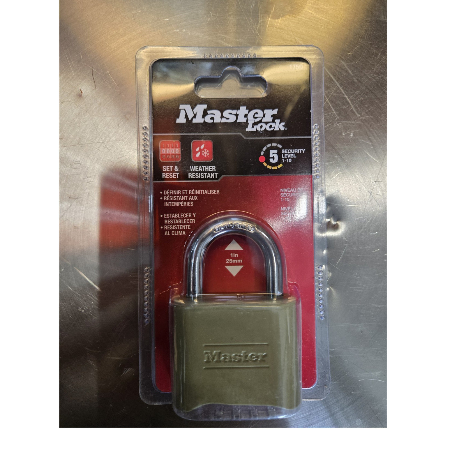 Master Lock 175D Combination Padlock Green Weather Resistant 25mm Shackle