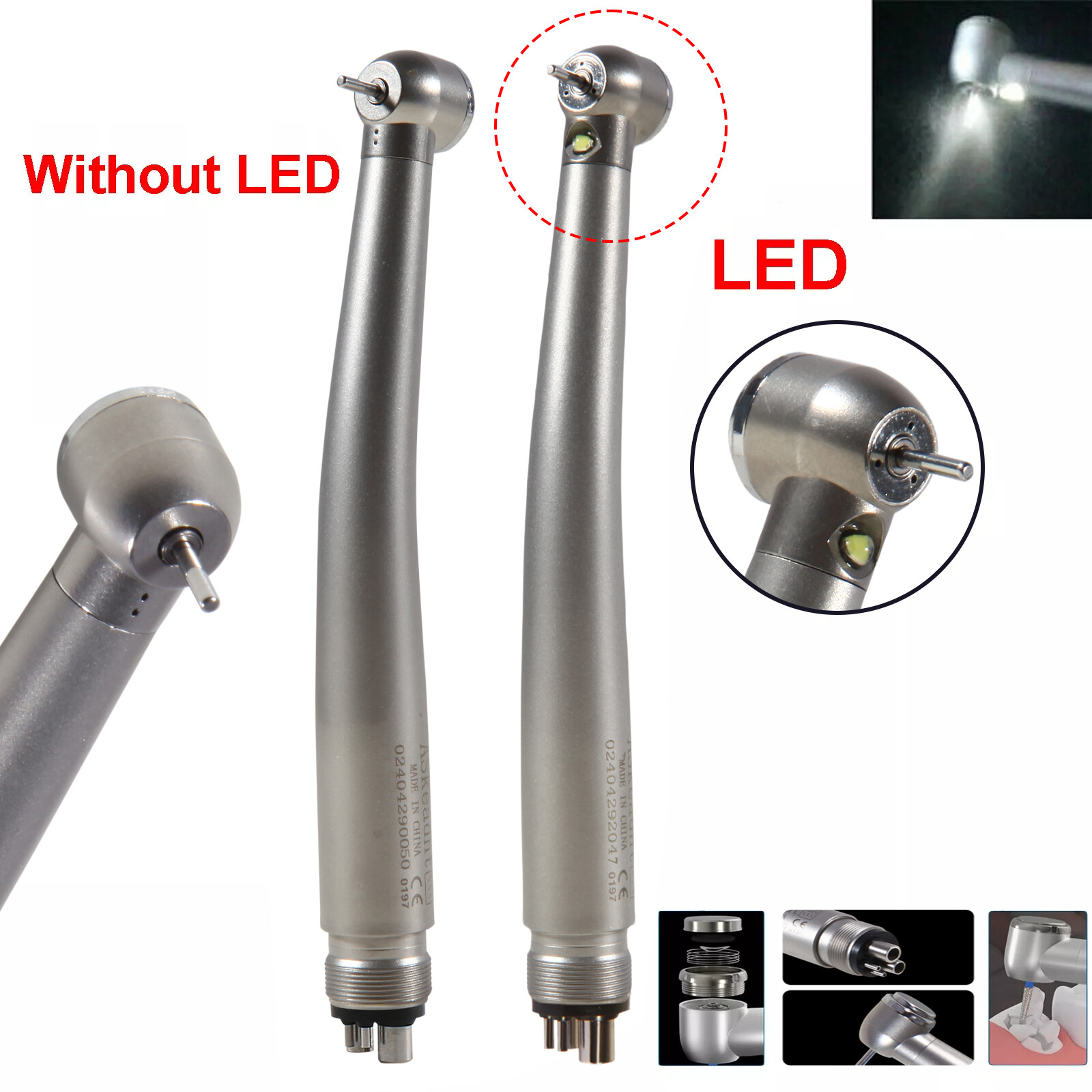 NSK Style Dental Fiber Optic LED E-generator High Speed Handpiece Turbine 4H