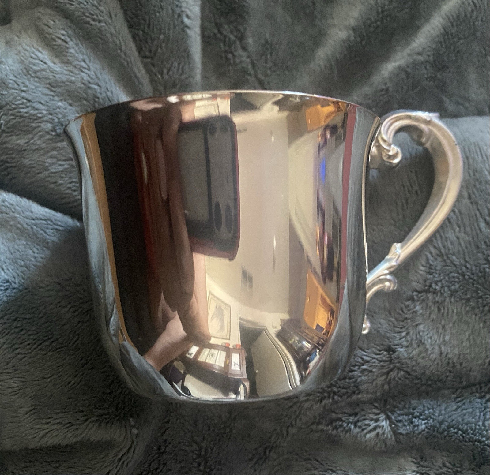 11 Silver Metal Ornate Handle Punch Cups