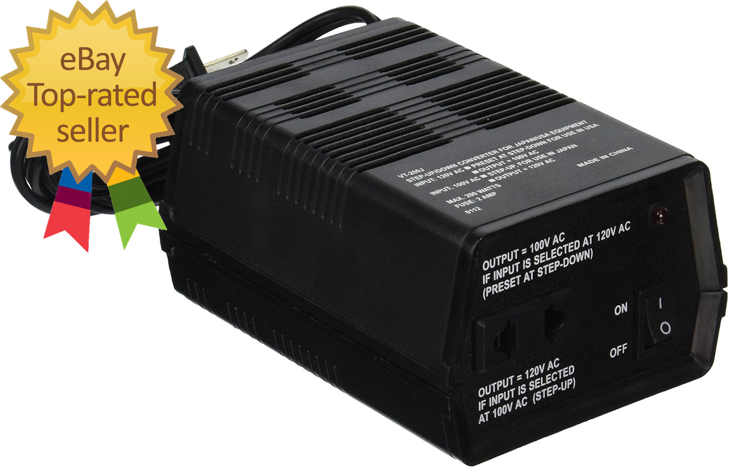 VT-200J Japanese Step up / down Voltage Transformer Converts Japan 100 Volts to