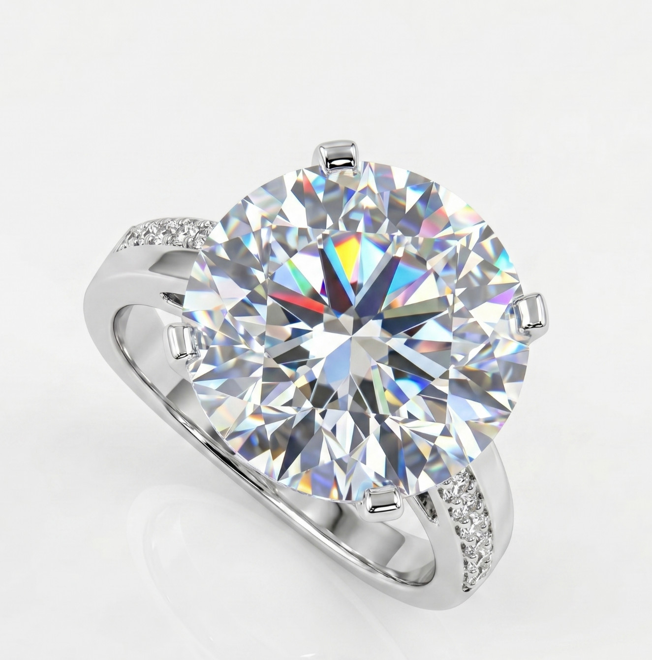 RARE 6.00 Ct Certified Round Cut White Natural Diamond Ring White Gold Finish