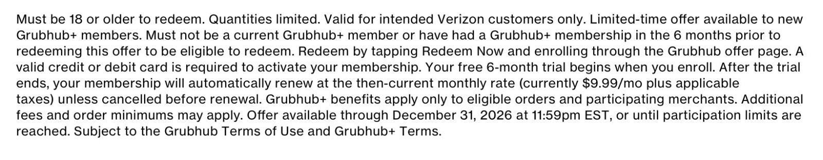 Free grubhub + for 6 months