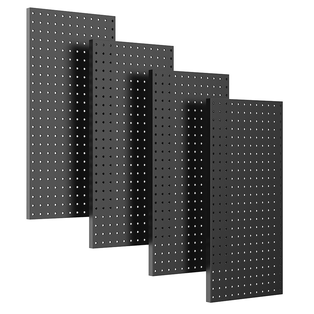 Ultrawall 4 Pcs Metal Pegboard Wall Panels, Peg Boards for Garage 4PC, Black
