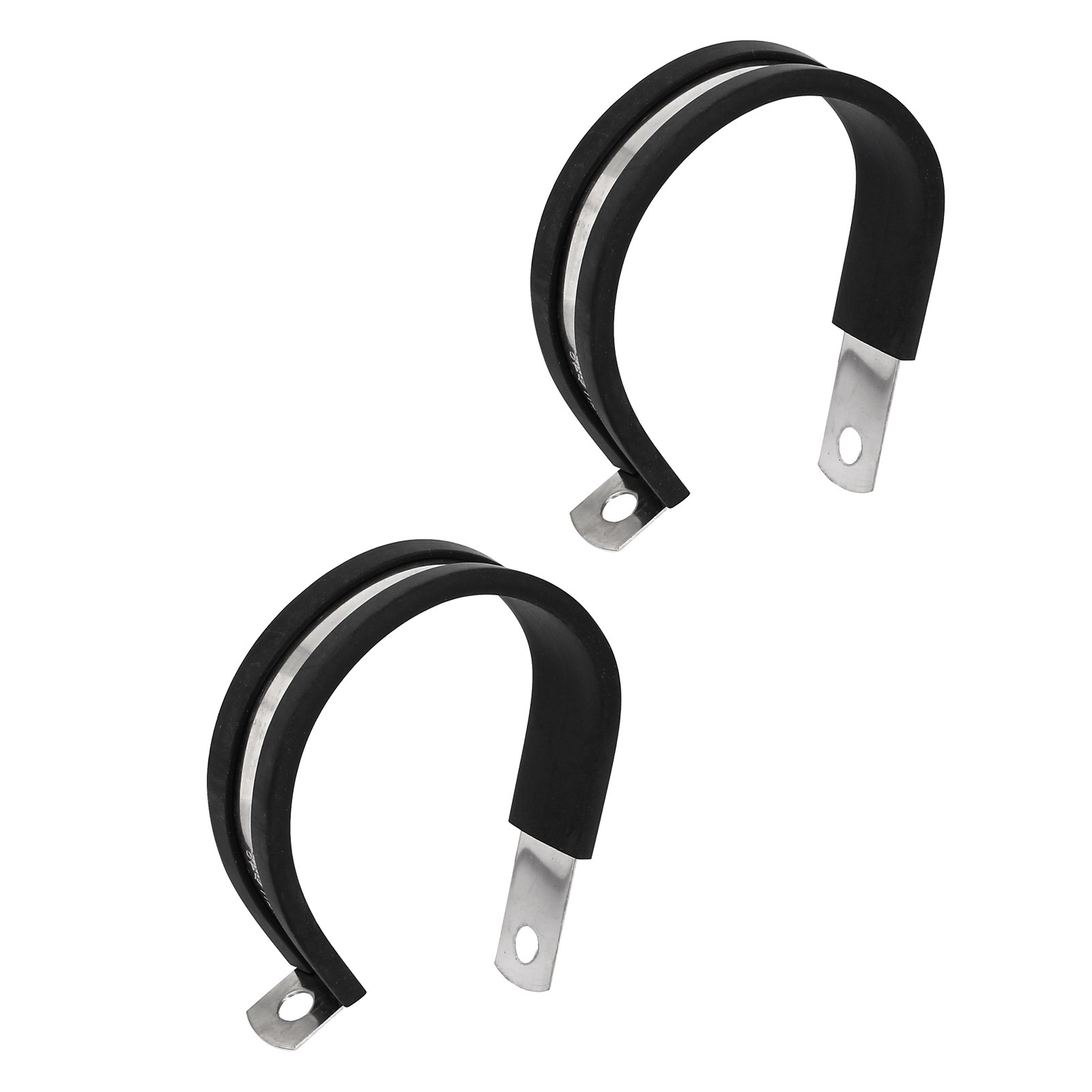 2Pcs 1.89" Rubber Cable Clamps 304 Stainless Steel U Shaped Pipe Fitting Clamps
