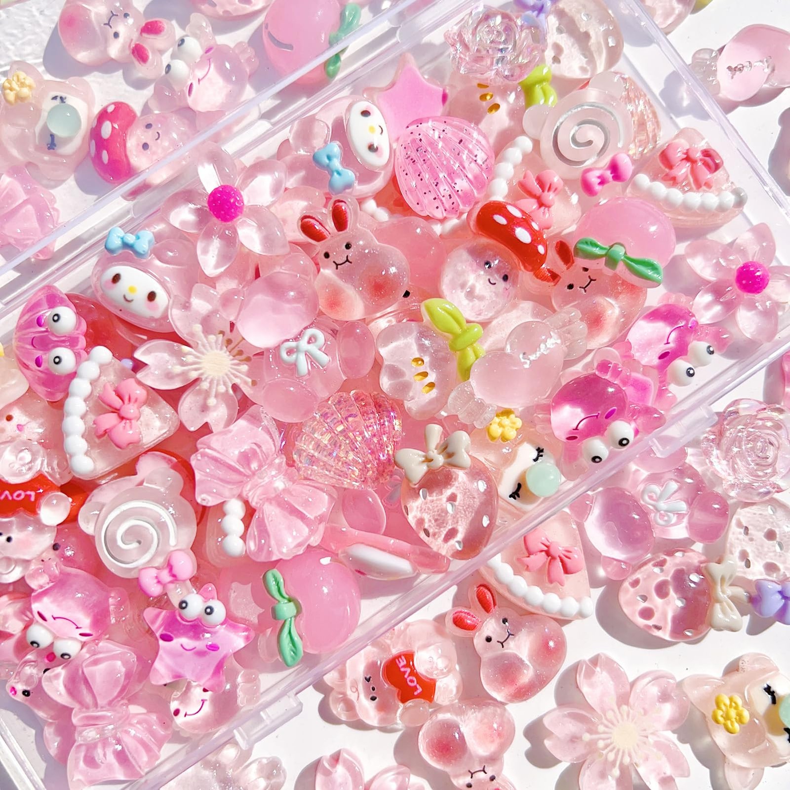 Cute Set Pink Flat Back Bulk Mixed Resin 60 PCS Ornament Scrapbooking Decor