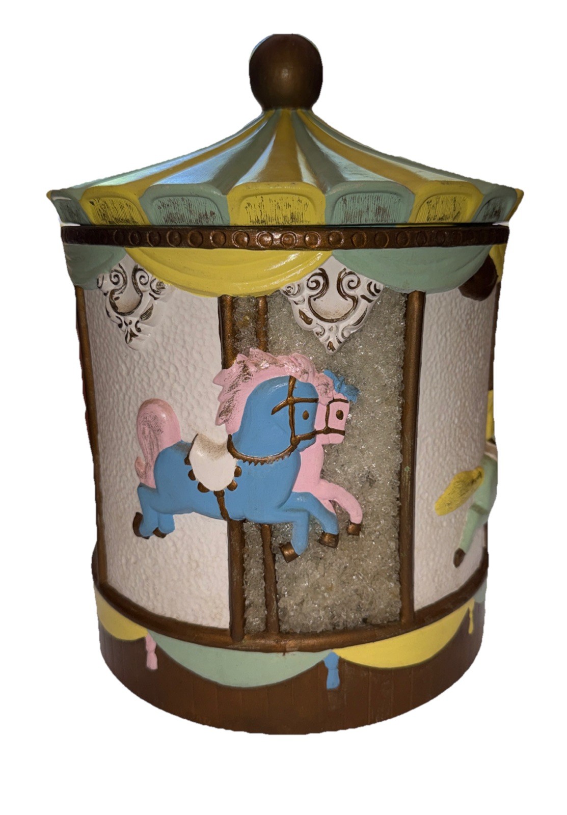 VTG Duncan Ceramic Carousel Retro Pastel Light Up Nightlight  Lamp 70/80s