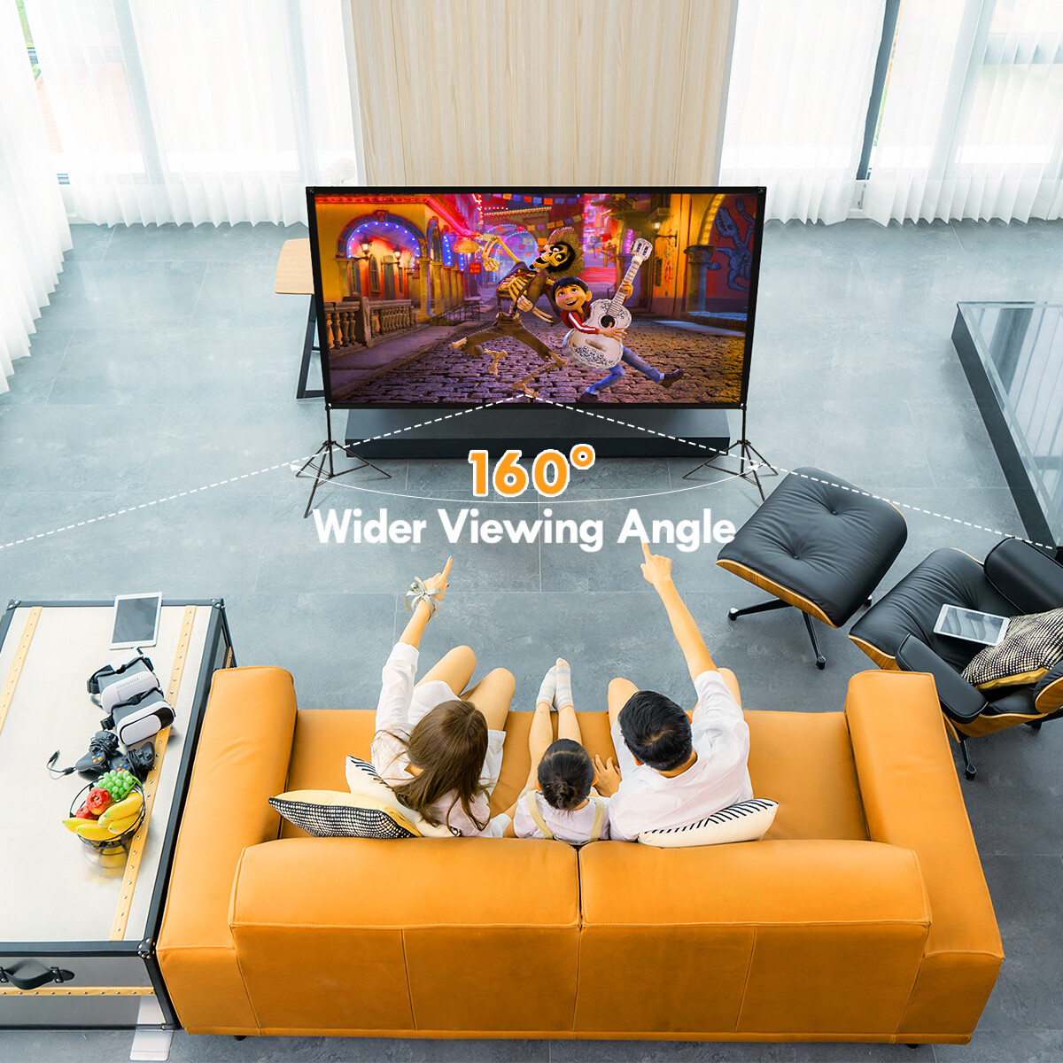 Outdoor Projector Screen with Stand 120 inch Foldable Projector Screen