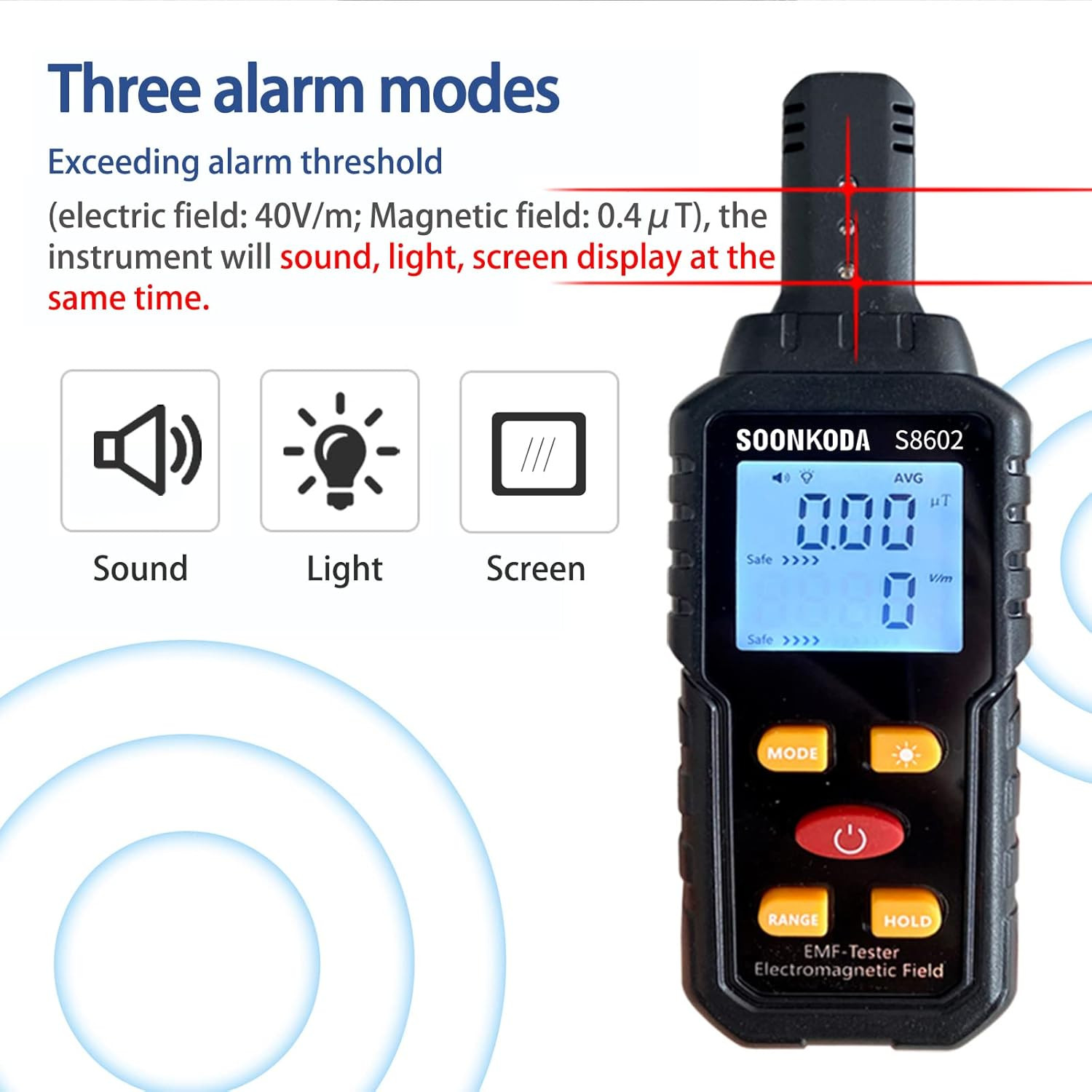 3 in 1 EMF Meter,Emf Reader,Electromagnetic Field Radiation Detector,Emf Tester
