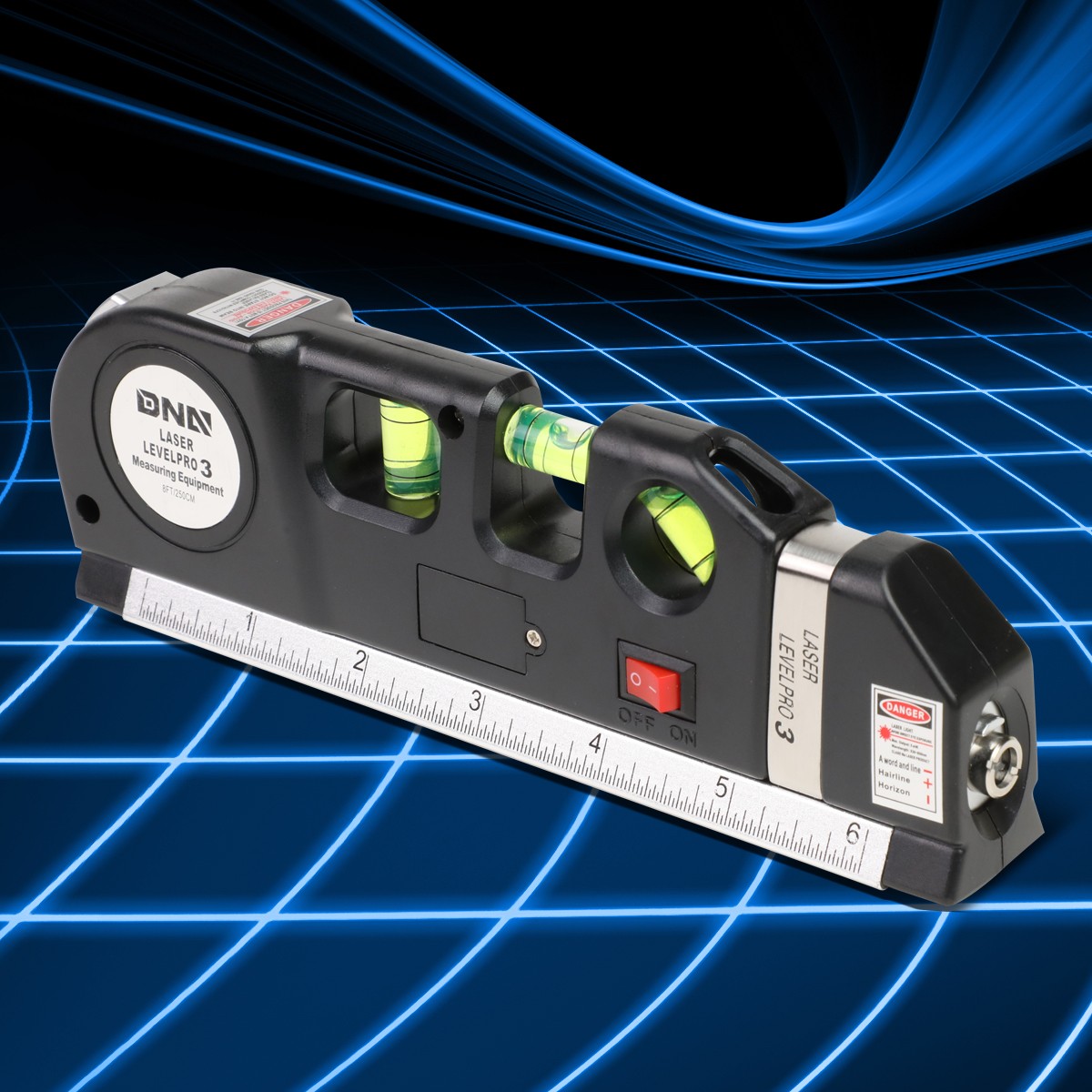 Horizontal Vertical Hairline Leser Level 8 Ft Measuring Tape Ruler Aligner Tool
