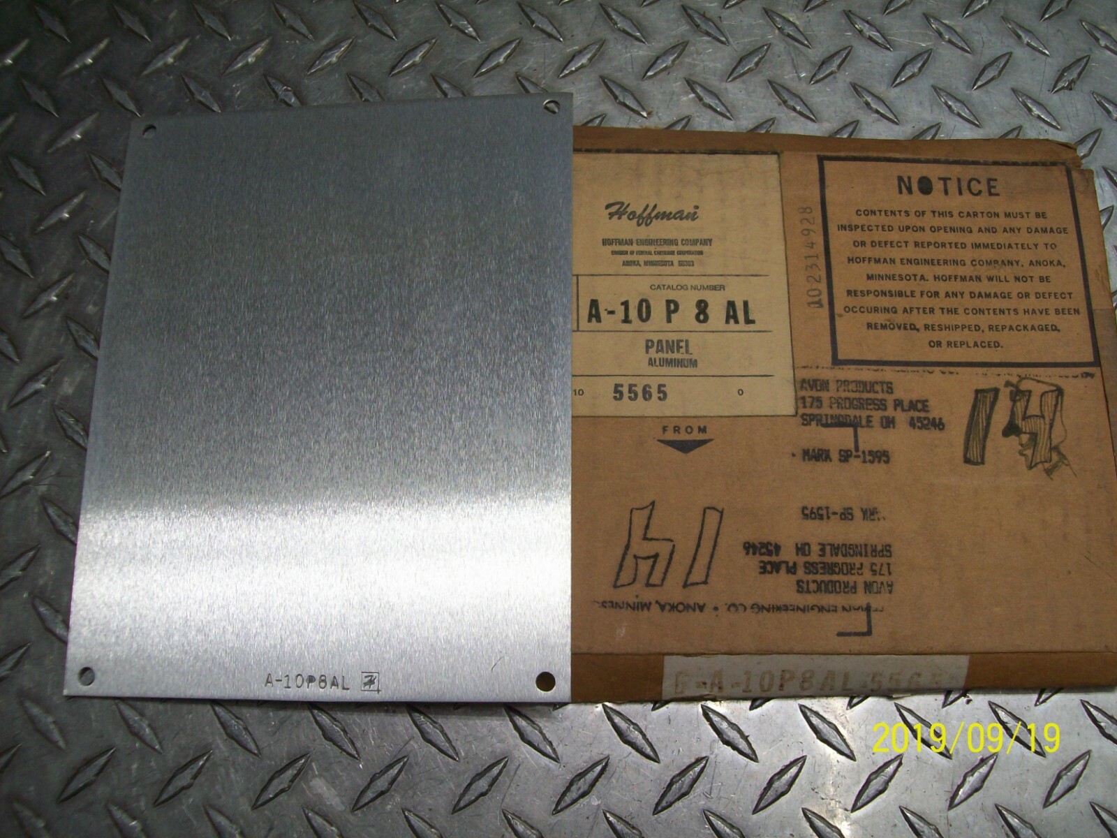 NEW HOFFMAN A10P8AL ALUMINUM PANEL BACK PLATE