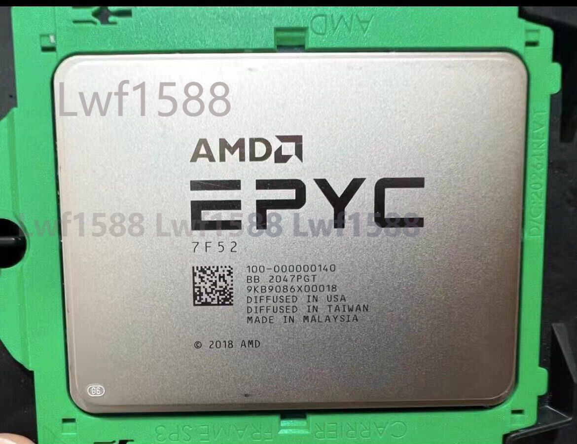 (Unlocked) AMD EPYC 7F52 16core 32thread 3.5GHZ up to 3.9GHZ 240W CPU processor