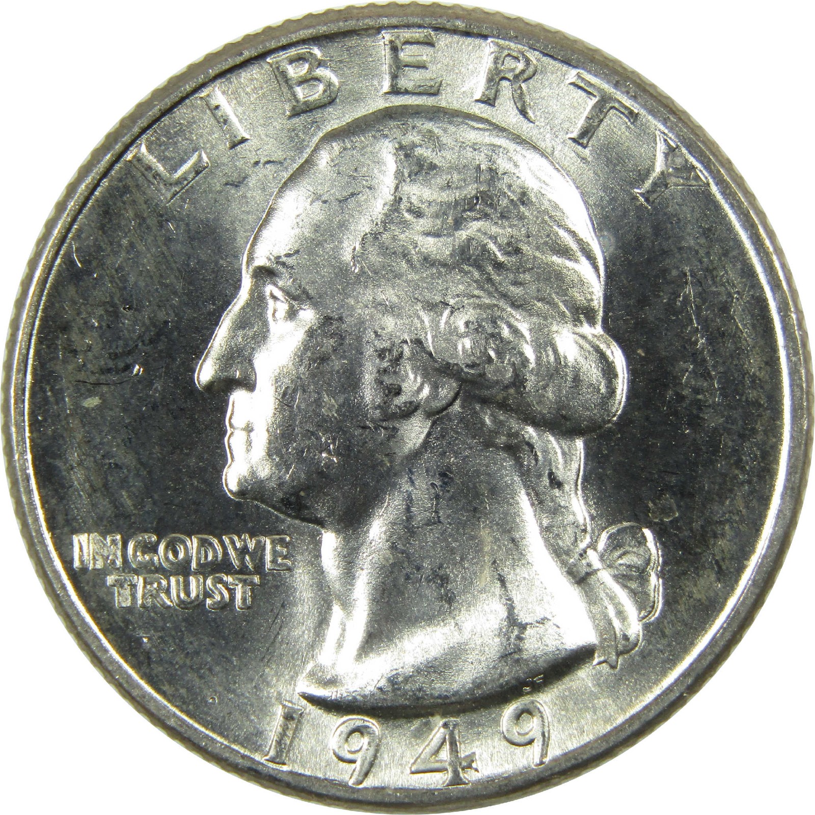 1949 D Washington Silver Quarter Uncirculated Mint State 25c Coin