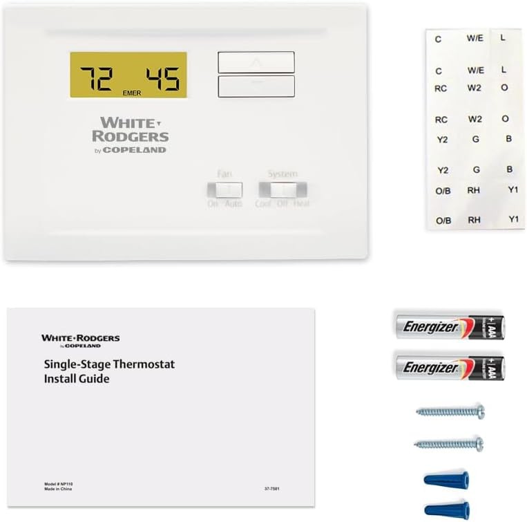 Emerson NP110 Non-Programmable Single Stage Thermostat, 4, 0.5