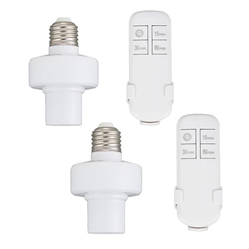 Remote Control Light Socket,Wireless Light Switch Kit with Timer,E26 E27 2 Pack