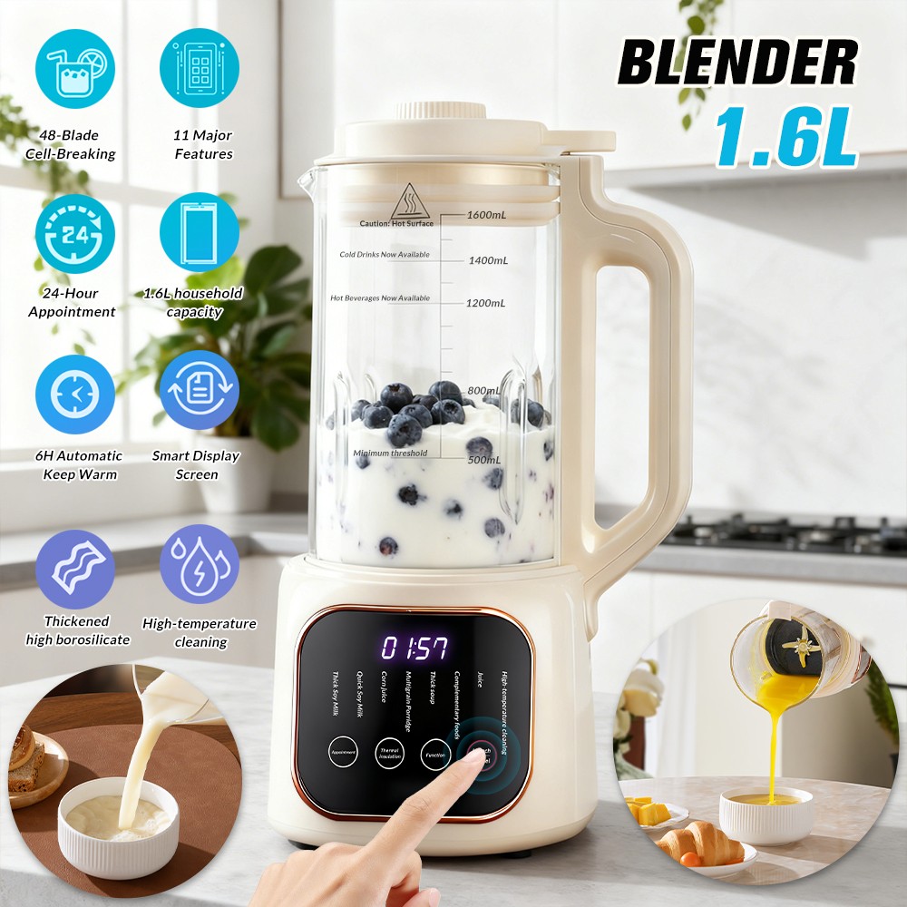 54oz Nut Milk Maker Machine for Almond Oat Soy Milk Maker Keep Warm Boil Water