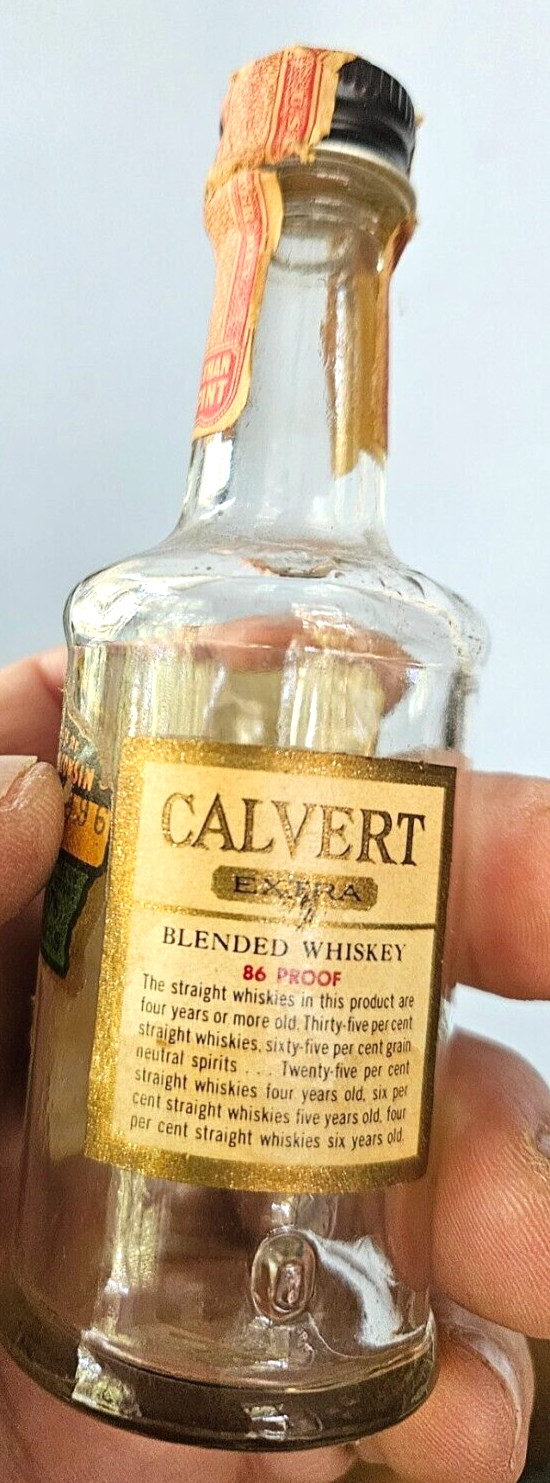 Calvert Extra Blended Whiskey 1/10 Pint Empty Glass Bottle got extra buzzed