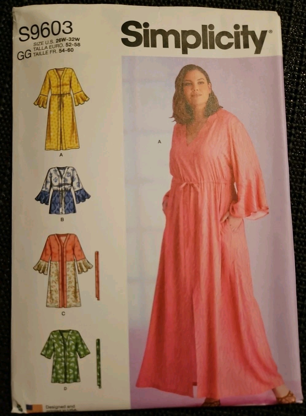 Simplicity 11518 S9603 Caftans & Wrap Lounger w/ Variations Women's (26W-32W) FS
