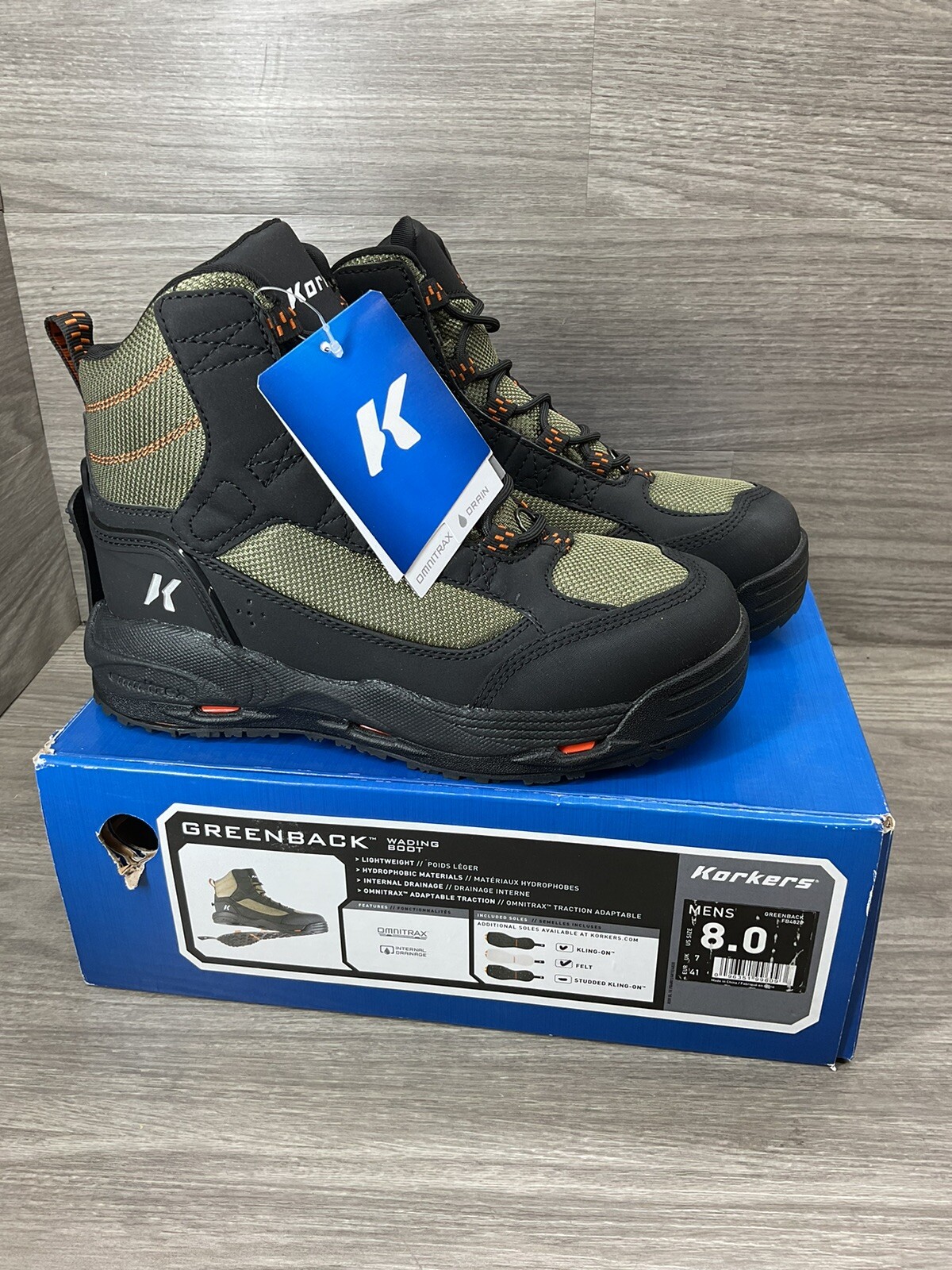 Korkers Boots Mens Sz 8 Greenback Wading Boots