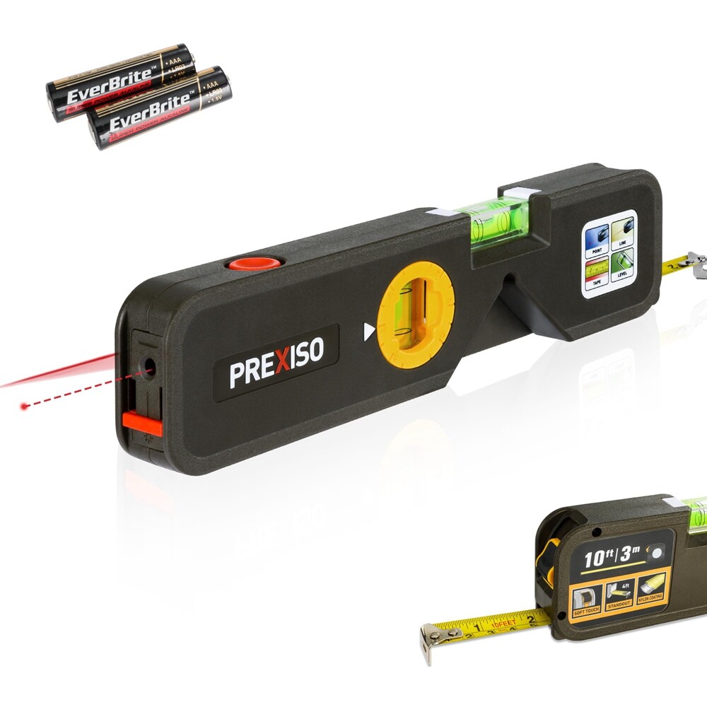 PREXISO 4-in-1 Laser Level Torpedo Level 65Ft Alignment Point 10Ft Leveling Line