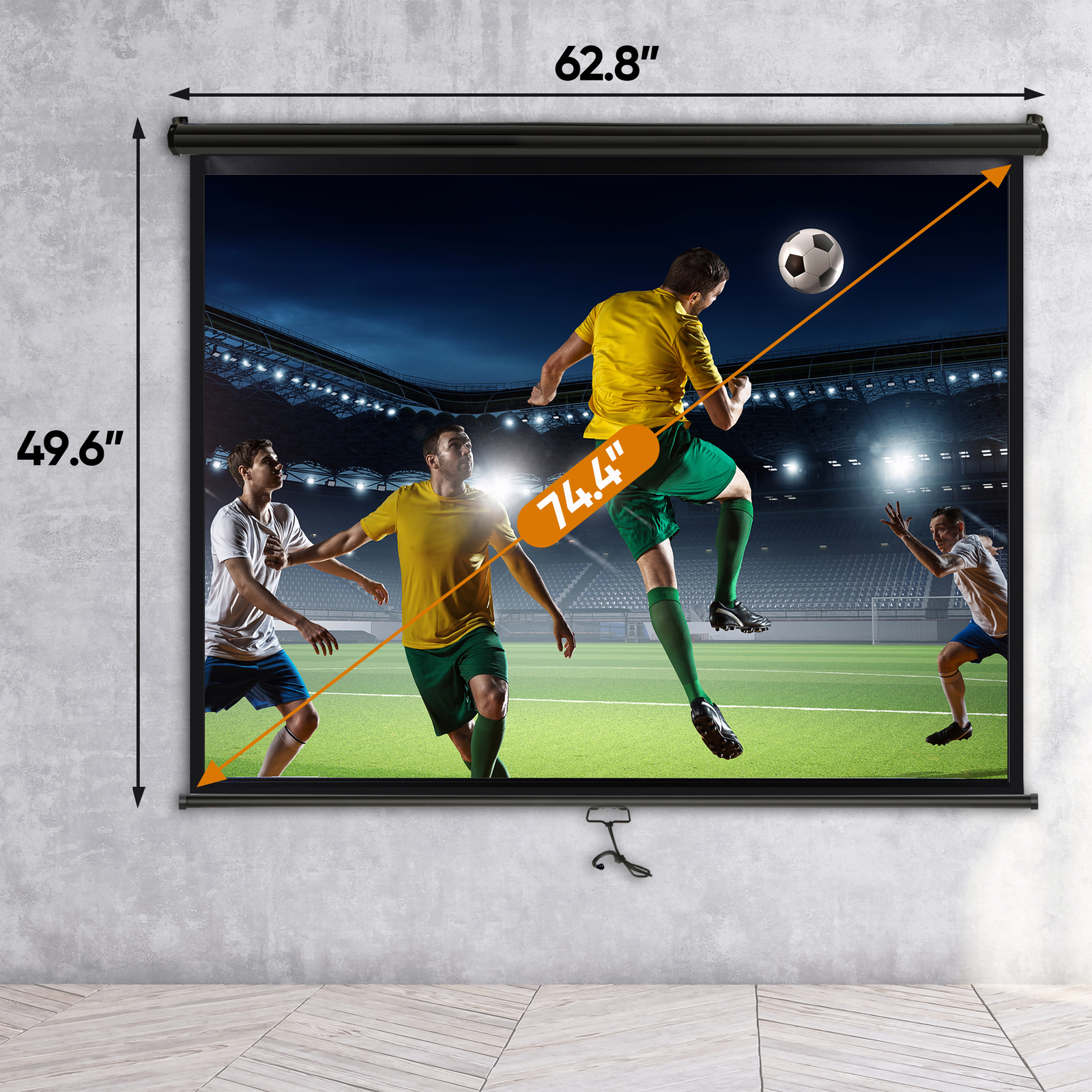 72 Inch Portable Movie Screen Projector Screen 160°Viewing 4:3 HD Manual Black