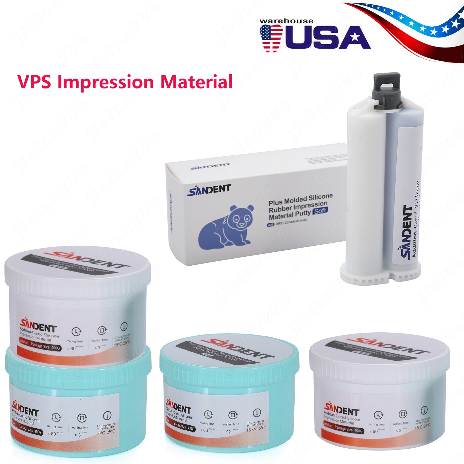 Dental Impression Materials Putty 400g Base+400g Catalyst / Medium body 50ml