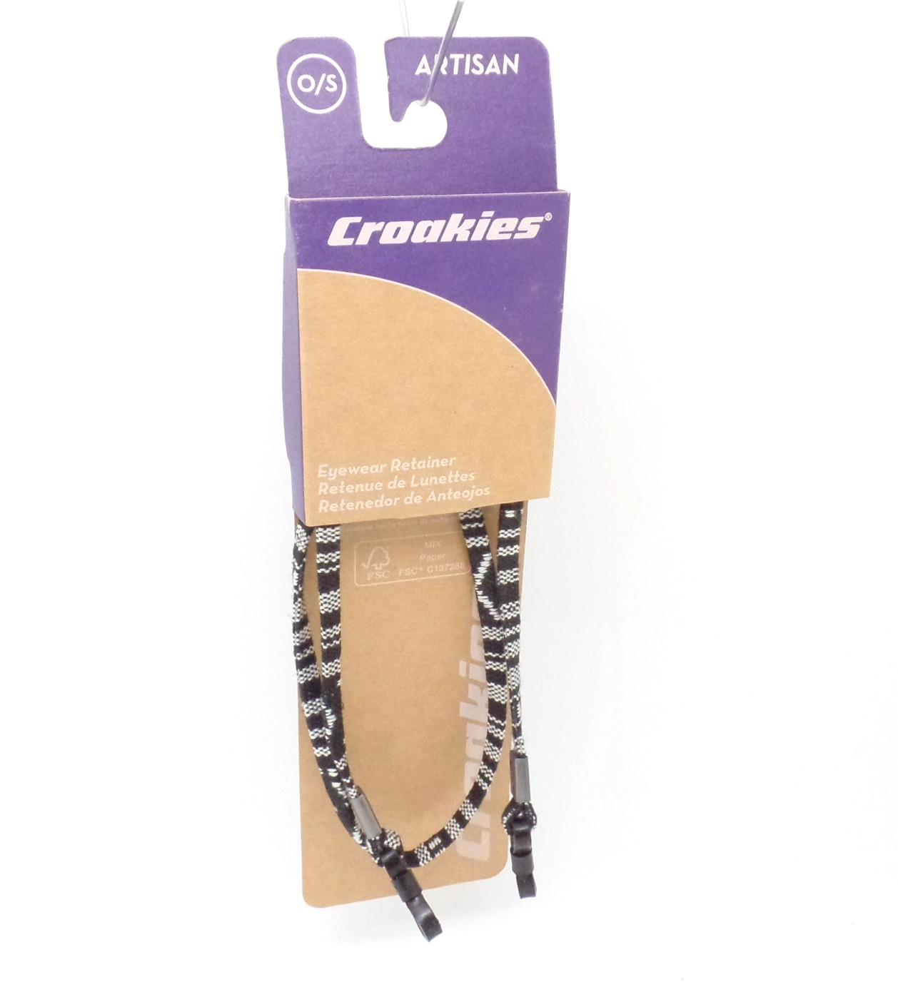 Croakies Artisan Boho Black White Eyewear Retainer Cord New Authentic #57F