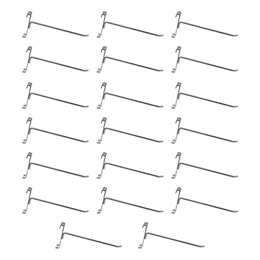 20 Pc Chrome 8" Long Gridwall Hooks Grid Panel Display Wire Metal Hanger Retail