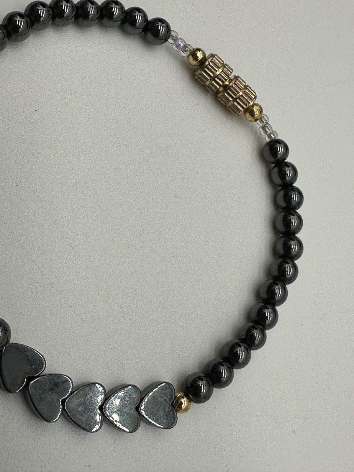 Hematite Heart Beaded Bracelet