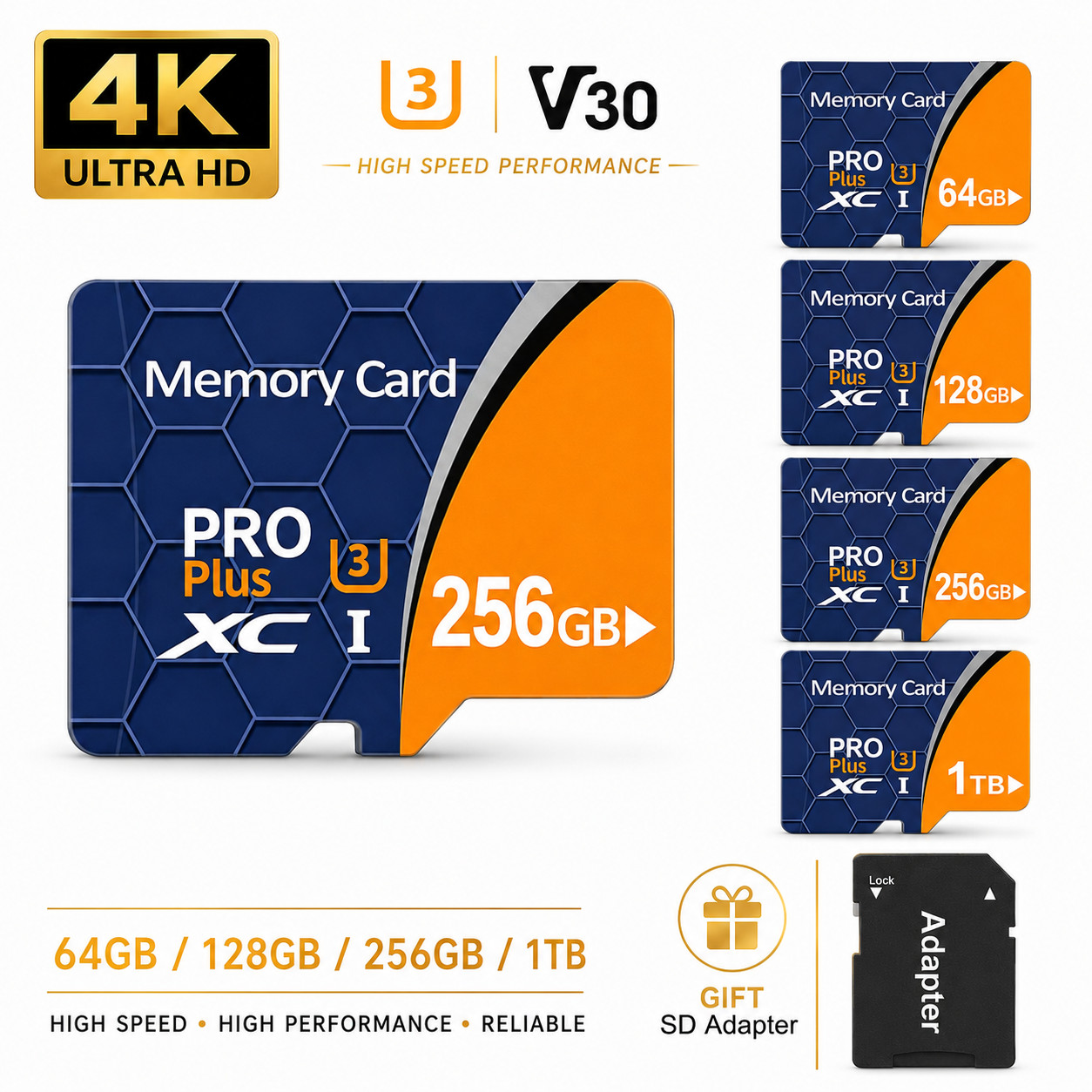 128GB 256GB Micro SD Card Memory Card TF Card with Free Adapter High Speed Lot
