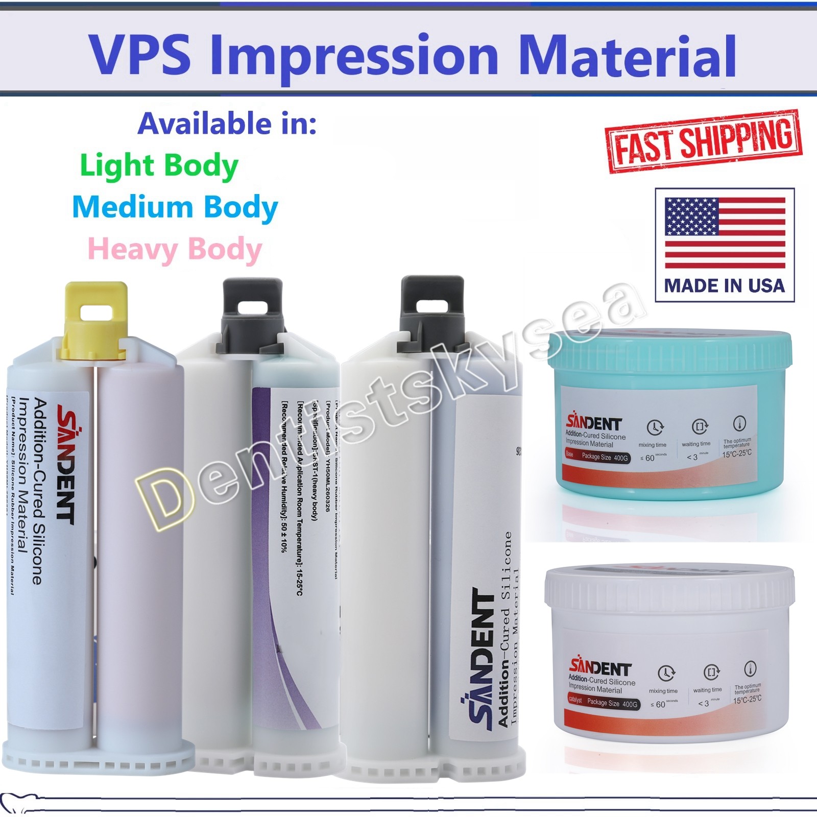 SANDENT Dental Impression Material Silicone Putty Heavy/Light Body Fast Set
