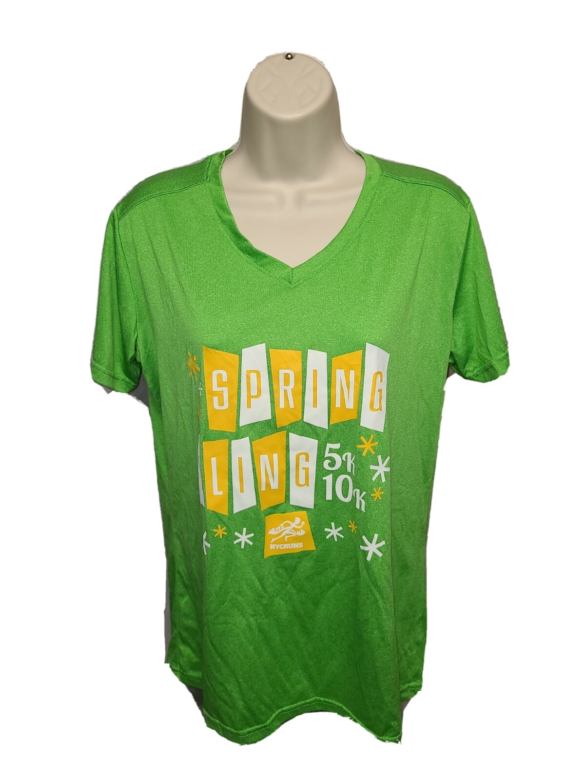 NYC Runs Spring Fling 5k 10k Run Womens Medium Green Jersey