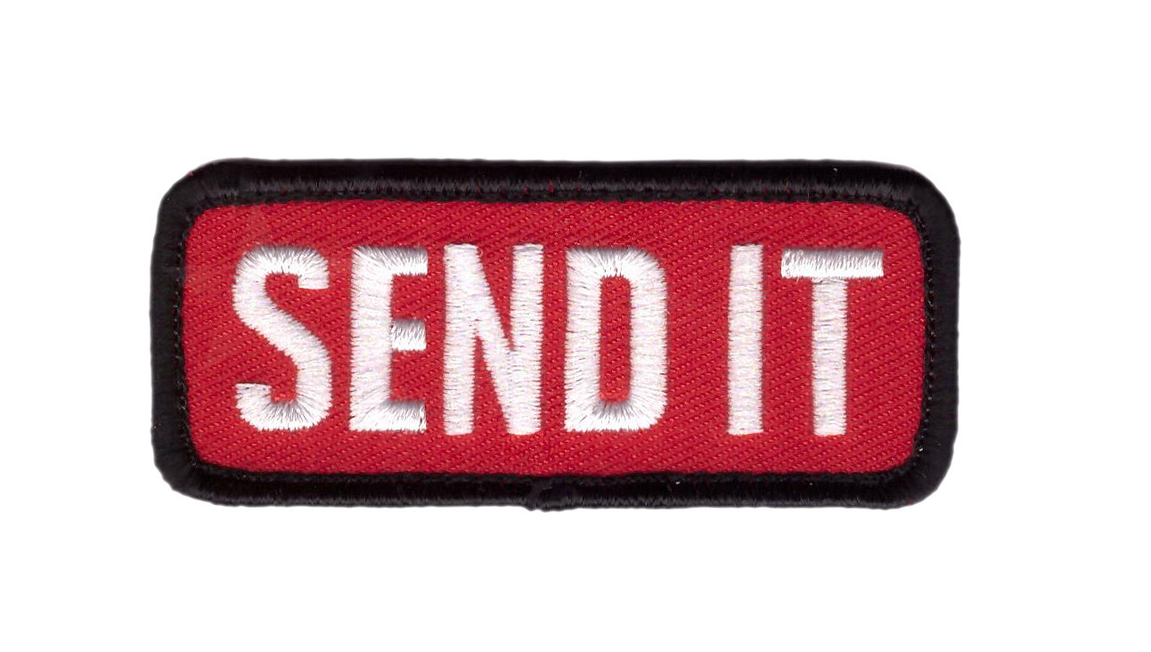 Red Send it Sniper Guns Morale Patch for VELCRO® BRAND Hook Fasteners