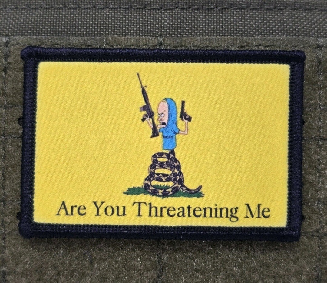 ARE YOU THREATENING ME Sarcastic Tactical Morale Patch HOOK BACKING