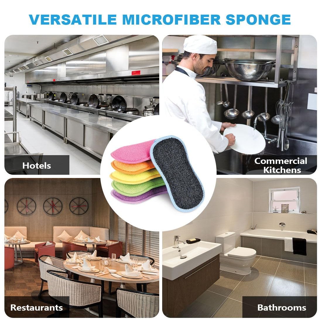 HOMEXCEL 6 Pack Multi-Purpose Scrub Sponges Kitchen, Dish Sponge, Multicolor