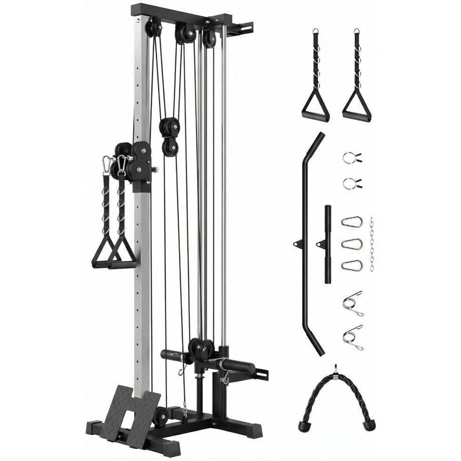 Adjustable Dual Pulley Cable Machine,LAT Pulldown&Crossover Station for Home Gym