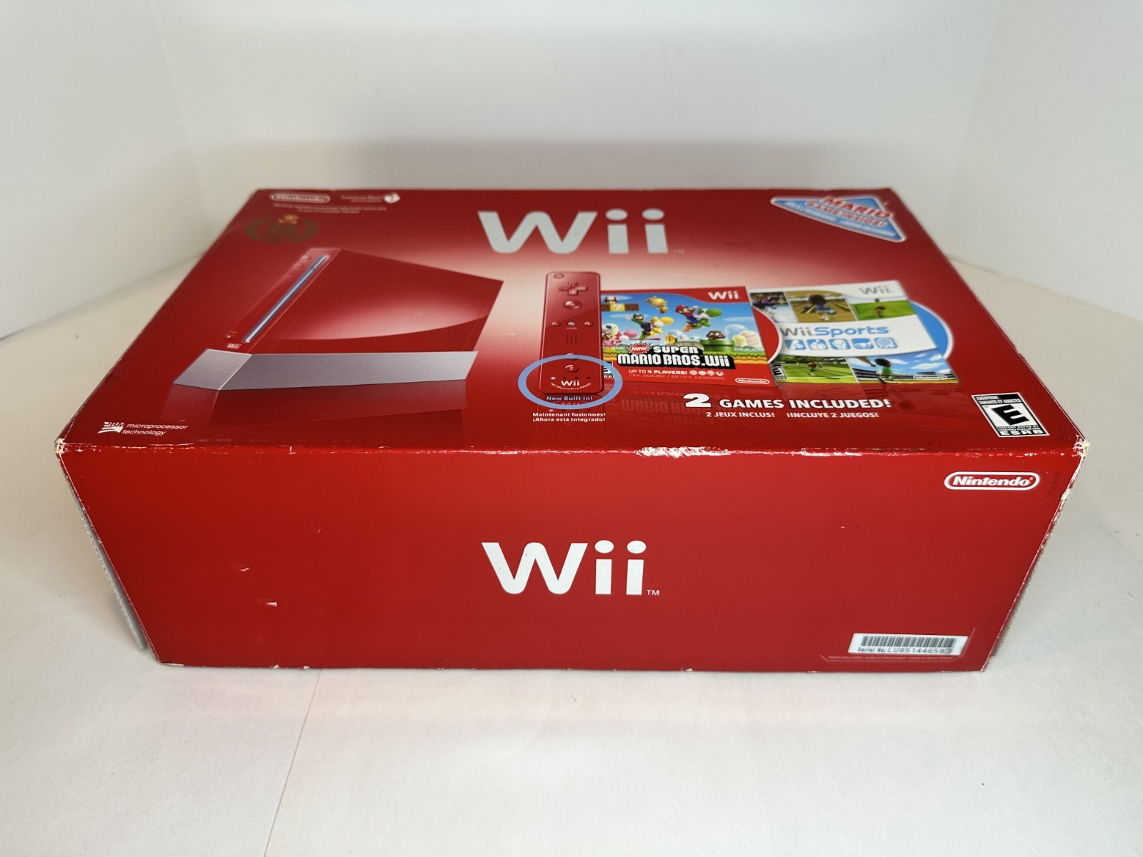 Nintendo Wii Red Console Mario 25th Anniversary Edition w/2 Games CIB Tested